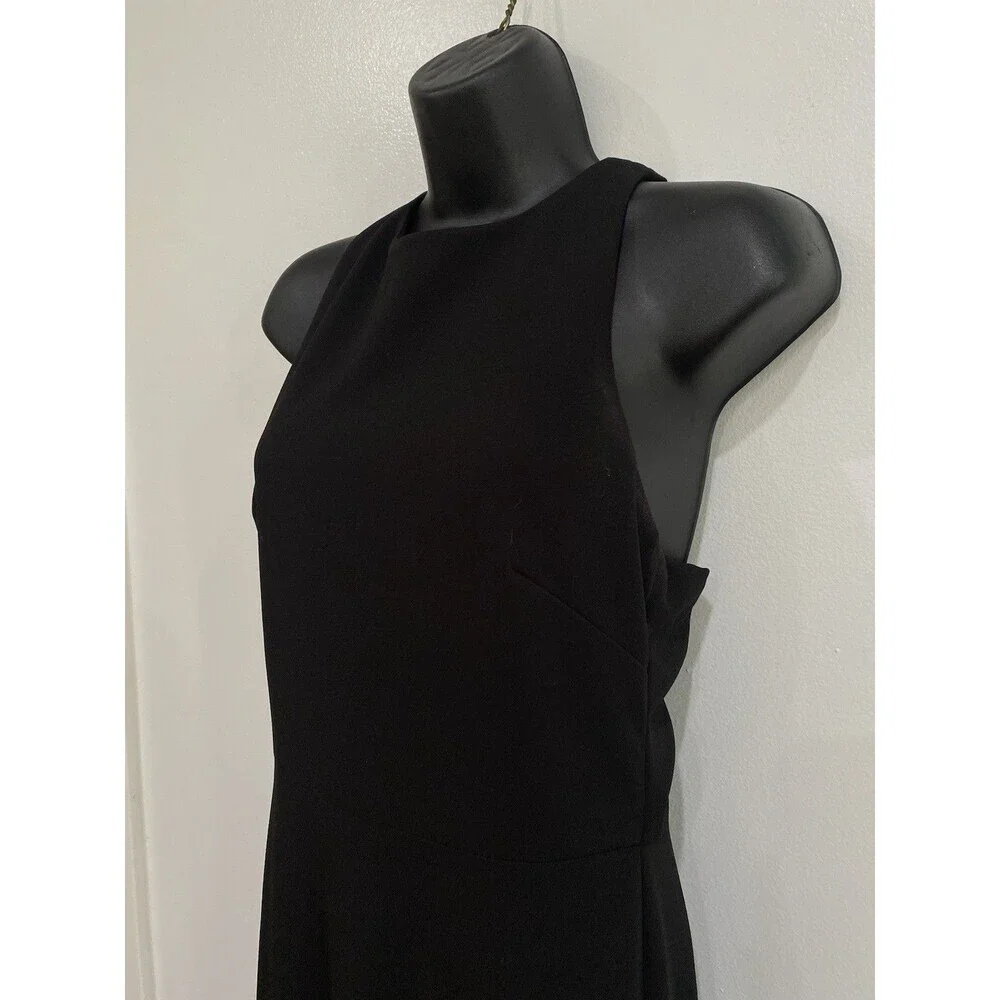 BHLDN Anthropologie Women's Size 6 Black Tie Bow Maxi dress Halter High Neck
